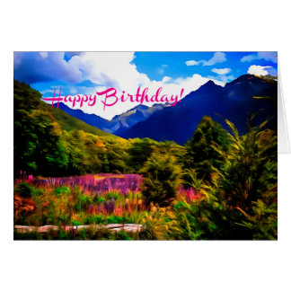 Flower Art Happy Birthday Greeting Cards | Zazzle.co.uk