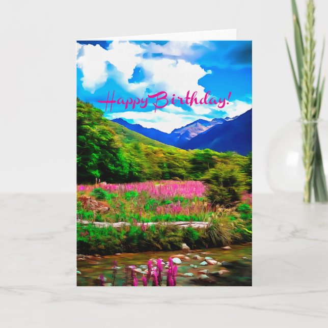 Happy Birthday Mountains Card (Front)