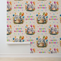 Happy Birthday Mouse Balloons Cream Texture