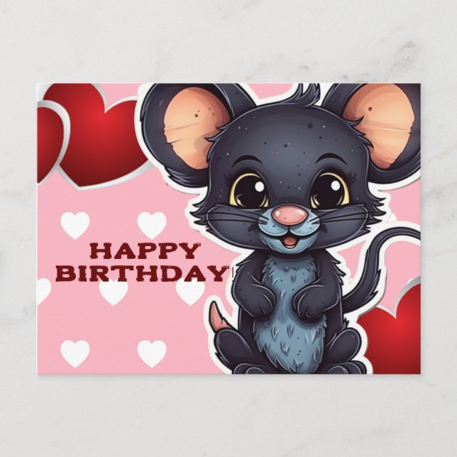Happy birthday! mouse postcard (Front)