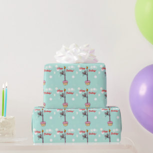 Happy Birthday Mouse with Cupcake and Candle Wrapping Paper