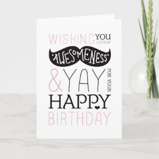 Happy birthday moustache fun typography card