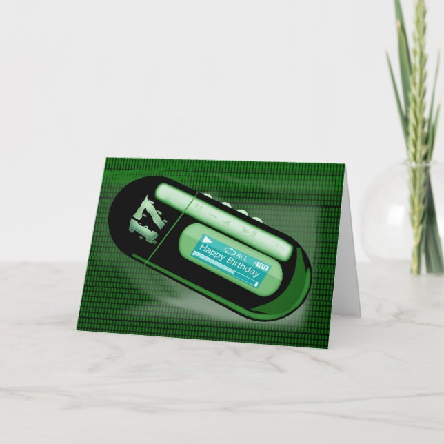 Happy Birthday MP3 type of player Card (Front)