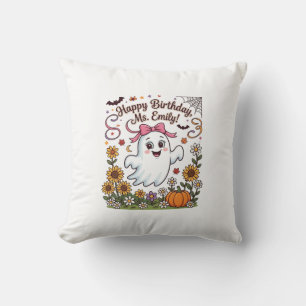 Happy Birthday Ms Emily Halloween Ghost Pumpkin Su Cushion