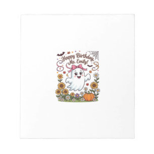 Happy Birthday Ms Emily Halloween Ghost Pumpkin Su Notepad