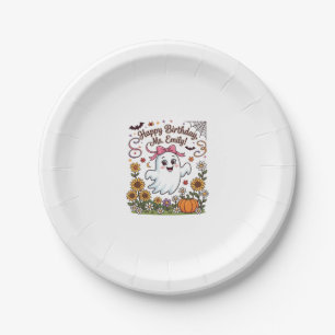 Happy Birthday Ms Emily Halloween Ghost Pumpkin Su Paper Plate