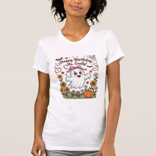 Happy Birthday Ms Emily Halloween Ghost Pumpkin Su T-Shirt