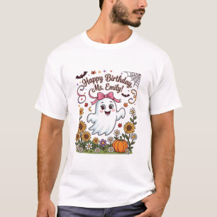 Happy Birthday Ms Emily Halloween Ghost Pumpkin Su T-Shirt