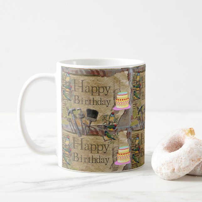 Happy Birthday Mug Construction Tools (With Donut)