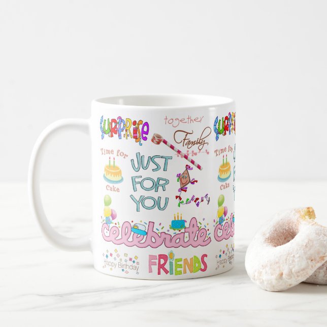 Happy Birthday Mug Friends Family Surprise (With Donut)