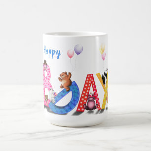 Happy Birthday Mug Gift with Baby Bears Party