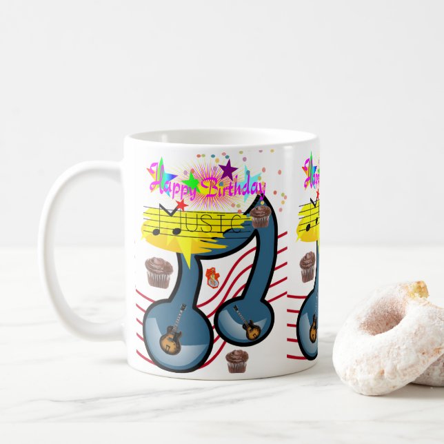 Happy Birthday Mug Musician Guitar (With Donut)