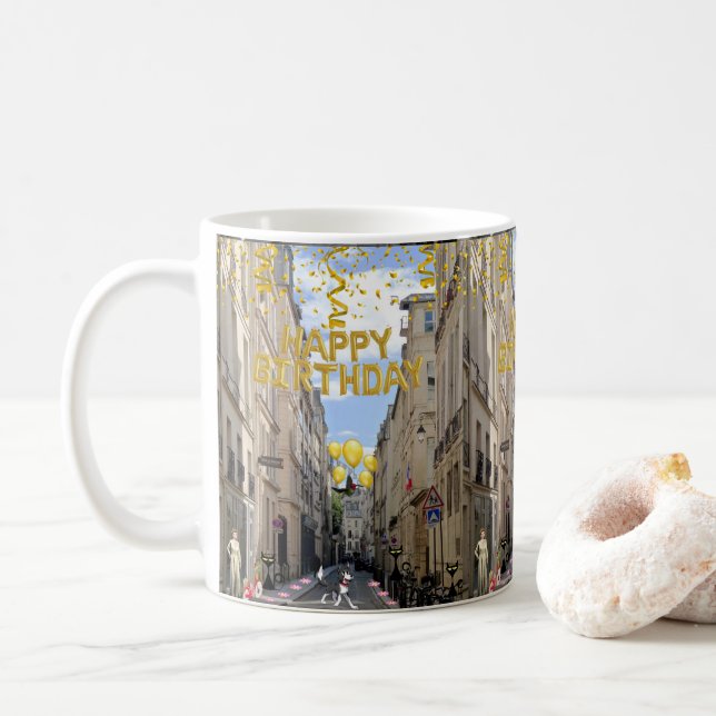 Happy Birthday Mug Paris France (With Donut)
