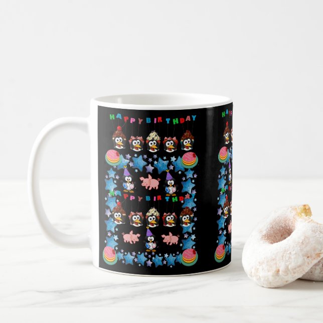 Happy Birthday Mug Penguin (With Donut)