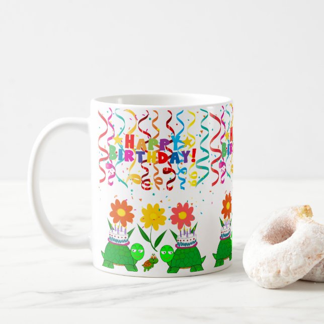Happy Birthday Mug Turtles (With Donut)