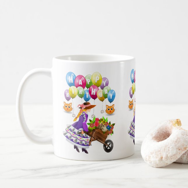 Happy Birthday Mug Victorian (With Donut)