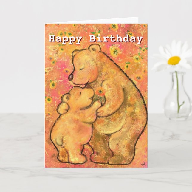 Happy Birthday - Mum and Baby Bear Card (Small Plant)