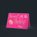 Happy Birthday Mum Any Age and Name Hot Pink Gold Card<br><div class="desc">An elegant feminine coloured design of stylish typography in gold on a hot pink background.. It is very versatile as you can easily personalise the age to any you require! Happy Birthday is set in an ornate script, and the age is in a cordinating typeface in white, shown here for...</div>