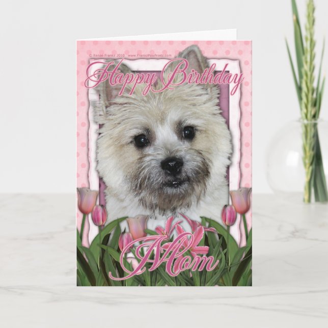 Happy Birthday Mum - Cairn Terrier - Teddy Bear Card (Front)