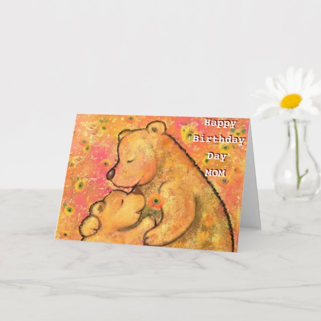 Happy Birthday Mum Card Mum and Baby Bear Love (Small Plant)