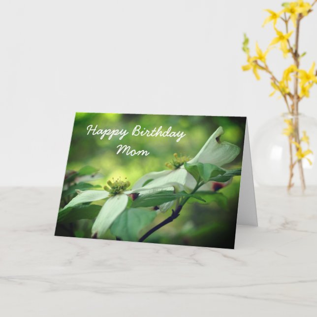 Happy Birthday Mum Dogwood Flower Card (Yellow Flower)