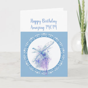 Happy Birthday Mum Dragonfly & Lace Card