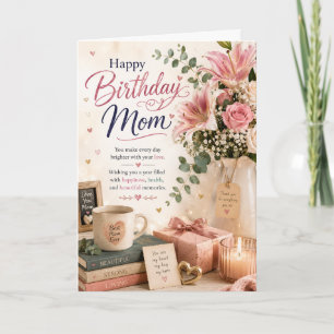 Happy Birthday Mum Elegant Floral Birthday Card
