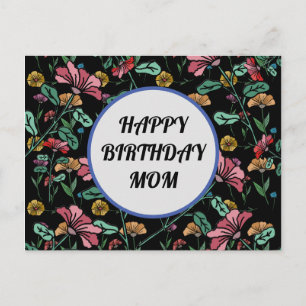 Happy birthday mum floral postcard