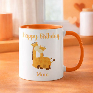 Happy Birthday Mum Giraffe and Baby Mug