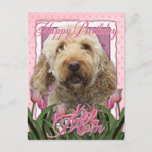 Happy Birthday Mum - Goldendoodle Postcard (Front)