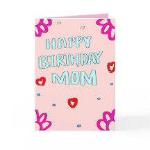 Happy birthday Mum greeting card pink