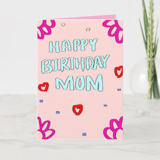 Happy birthday Mum greeting card pink