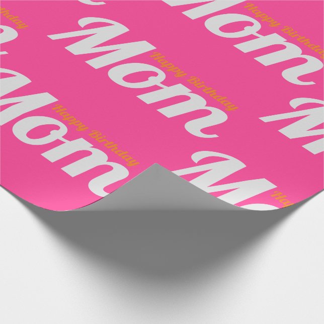 Happy Birthday Mum Hot Pink Wrapping Paper (Corner)