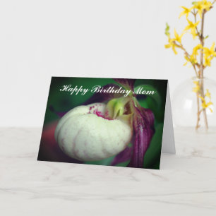 Happy Birthday Mum Lady Slipper Orchid Card