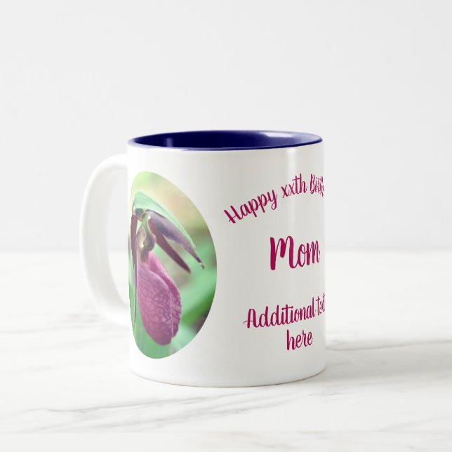 Happy Birthday Mum Lady Slipper Personalised Two-Tone Coffee Mug (Front Left)