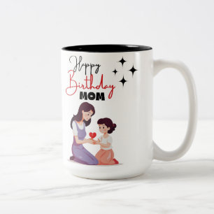 Happy birthday mum Minimalist  Two-Tone Coffee Mug