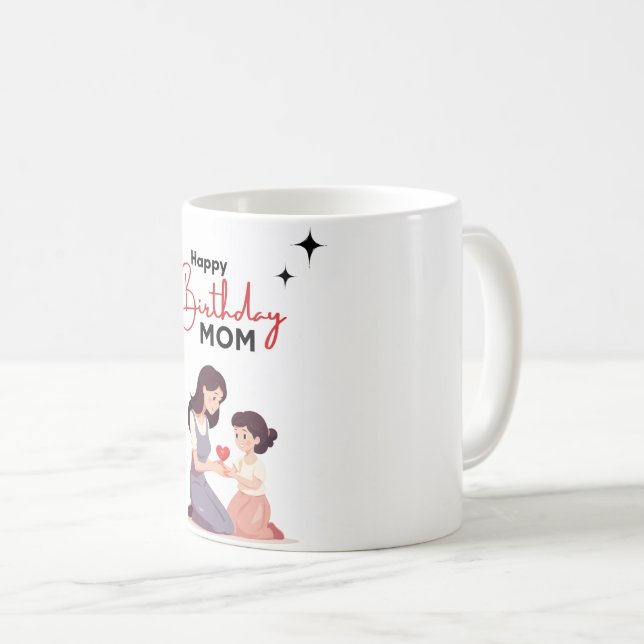 Happy Birthday Mum Mug - Elegant Floral Design (Front Right)