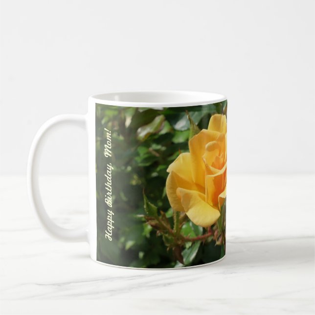 Happy Birthday, Mum Mug with Yellow + White Roses (Left)