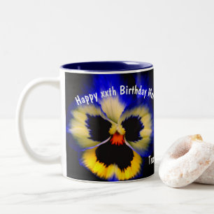 Happy Birthday Mum Pansy Flower Personalised  Two-Tone Coffee Mug