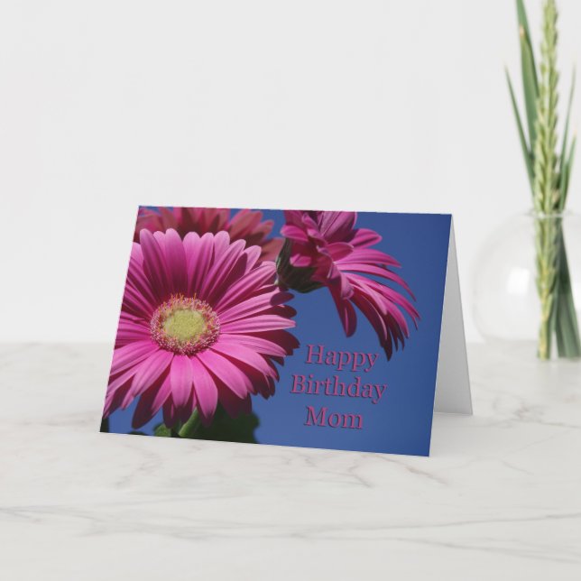 Happy Birthday Mum - Pink Gerbera Card (Front)