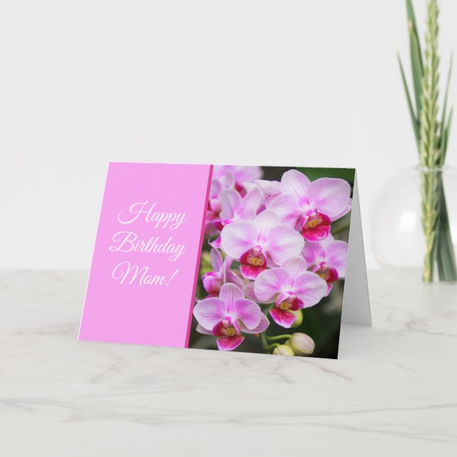 Happy Birthday Mum! Pink Orchids Card (Front)