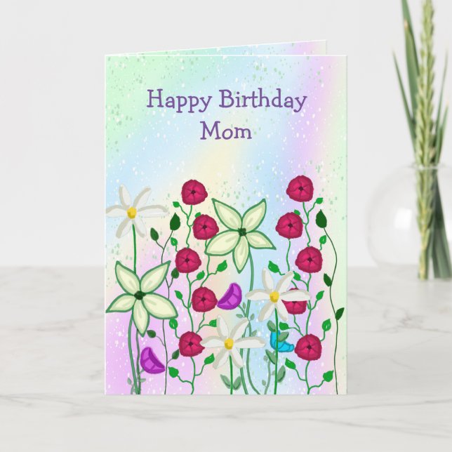 Happy Birthday Mum,  Pretty Floral Card (Front)