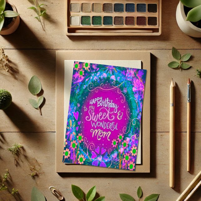Happy Birthday Mum Pretty Floral Inspirivity Card (Creator Uploaded)