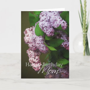 Happy Birthday Mum Purple Lilac Bouquet Painting Card