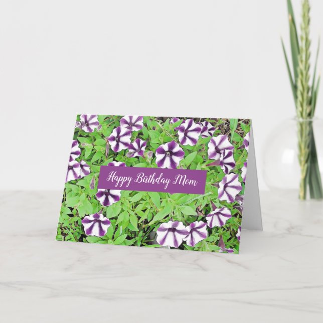 Happy Birthday Mum  Purple Petunias Card (Front)