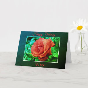 Happy Birthday Mum Red Rose In Bloom Card