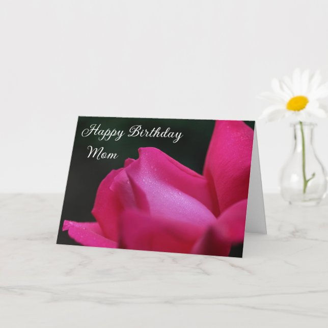 Happy Birthday Mum Red Rosebud Flower  Card (Small Plant)