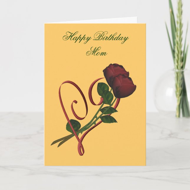 Happy Birthday Mum Red Roses Heart Card (Front)