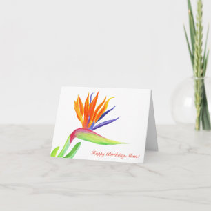 Happy Birthday Mum Watercolor Bird Of Paradise Card