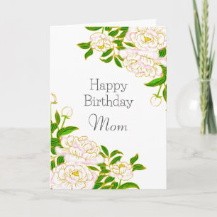 Happy Birthday Mum White Flower Card